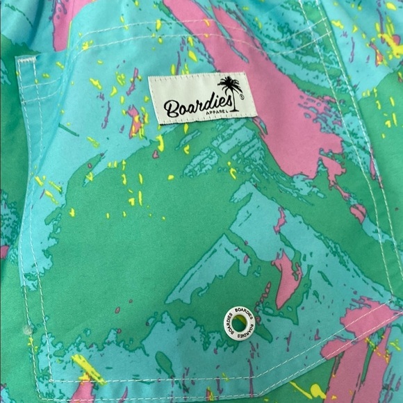 Boardies Apparel Color Splash Swim Shorts Lined Drawstring Waist Blue Pink Sz XL - Picture 7 of 15
